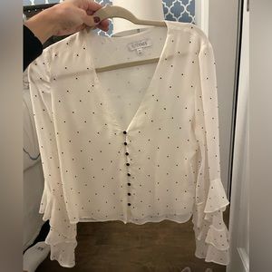 White Black Dot Intermix Blouse